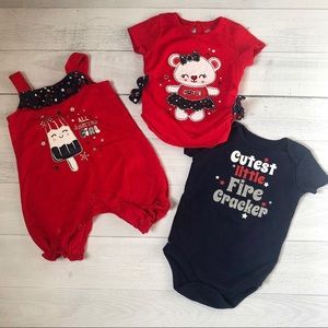 Patriotic Girl Jumpsuit, Shirt & Onesie Bundle